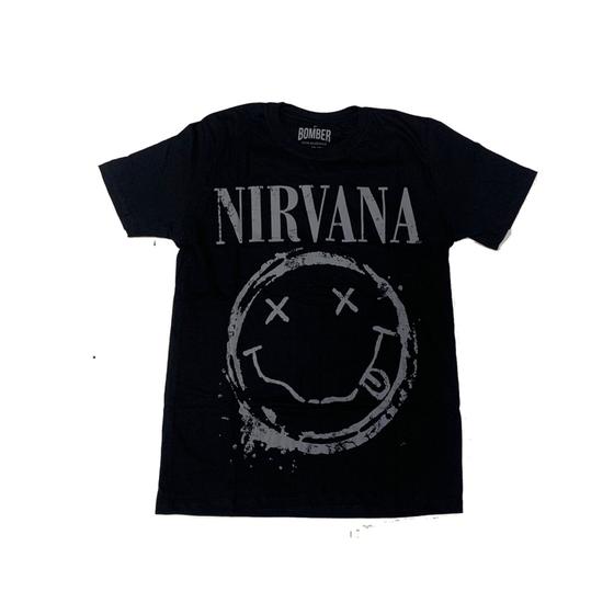 Imagem de Camiseta Nirvana Preta Smile Banda de rock Grunge BOF5004 BRC