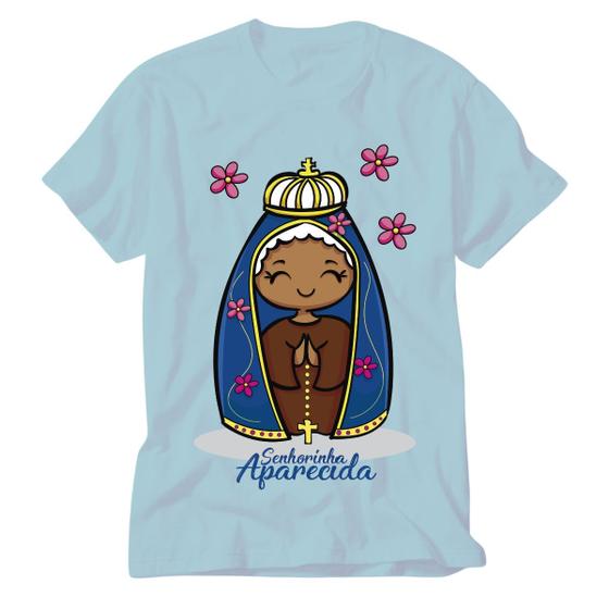 Imagem de Camiseta Nossa Senhora Aparecida azul intercessora Romaria