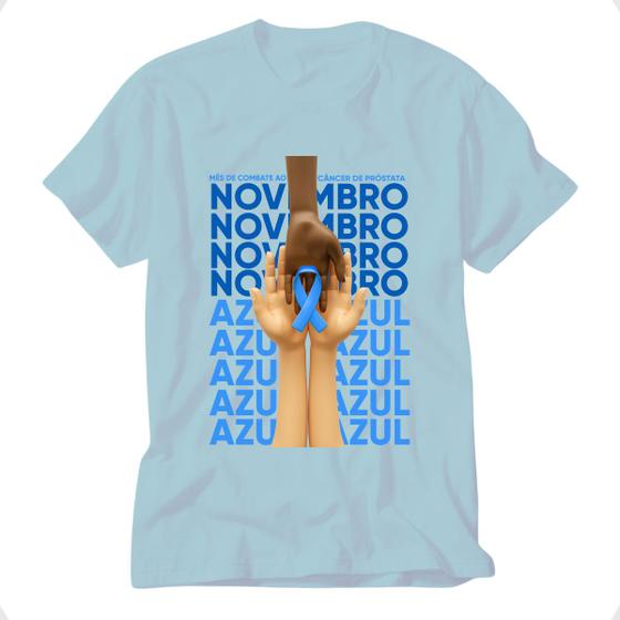 Imagem de Camiseta novembro azul blusa mês combate ao cancer prostata