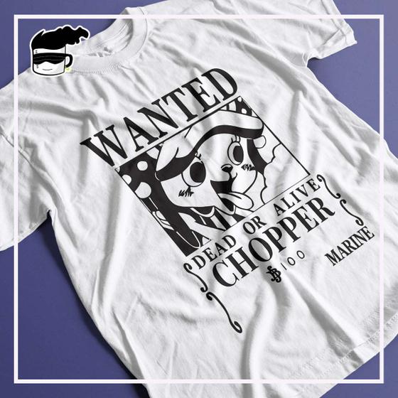 Imagem de Camiseta One Piece Chopper Wanted Algodão Branca