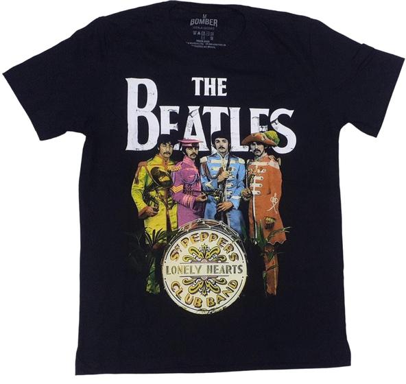 Imagem de Camiseta Os Beatles Preta Lonely Hearts Banda Rock Clássico BO565