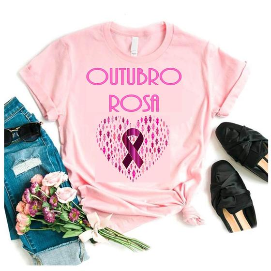 Imagem de Camiseta Outubro Rosa T-shirt Blusa Campanha Contra O Câncer Mama