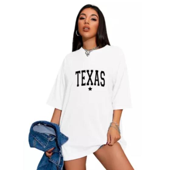 Imagem de Camiseta Oversized Feminina Camisa 100% Algodão Over Academia