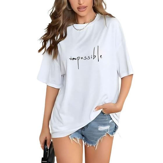 Imagem de Camiseta Oversized Feminina Camisa 100% Algodão Over