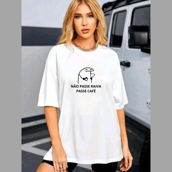 Imagem de Camiseta Oversized Feminina Flork Passe Café Camisão Over Larga