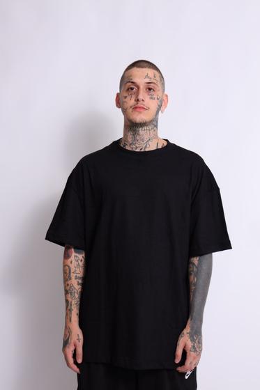 Imagem de Camiseta Oversized Gola Alta Larga Basic Lisa Streetwear Masculina