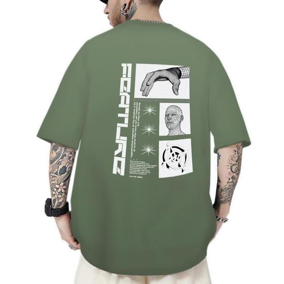 Imagem de Camiseta Oversized Masculina Estampa Feature Estilosa Moda Streetwear Lançamento Festa Lazer Passeio