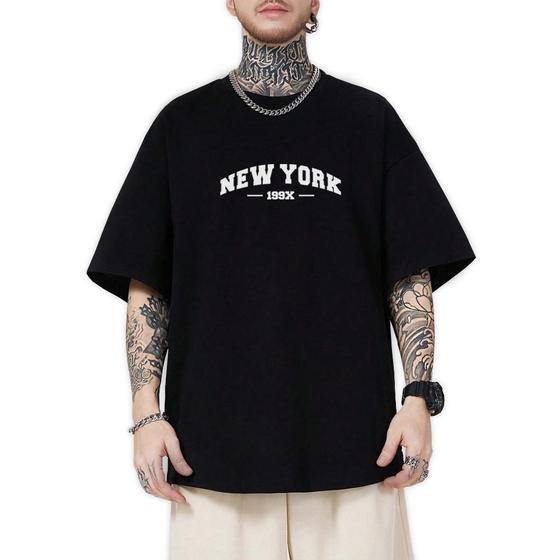 Imagem de Camiseta Oversized Masculina Estampa New York  Camisa Estilo Streetwear Confortável Leve e Macia