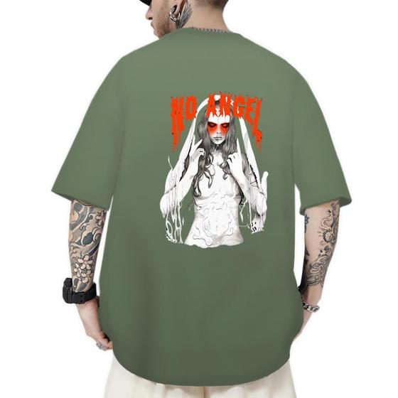 Imagem de Camiseta Oversized Masculina No Angel Estampa Modelo Streetwear Confortável Tendência Casual