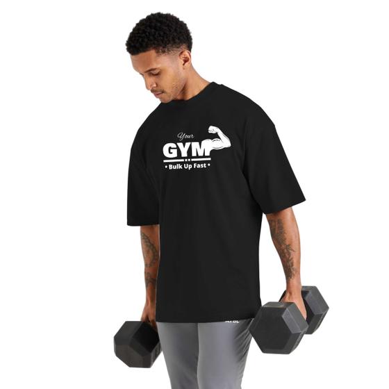 Imagem de Camiseta Oversized Masculina para Academia e Esportes, Algodão com Gola Redonda Gym