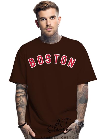 Imagem de Camiseta Oversized Personalizada Estampa Boston Masculina Algodão Estampada Gola Careca Ref 02