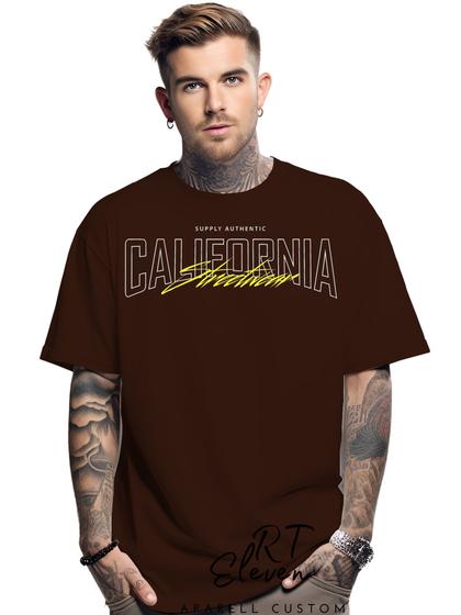 Imagem de Camiseta Oversized Personalizada Estampa California Masculina Algodão Estampada Gola Careca Ref 02