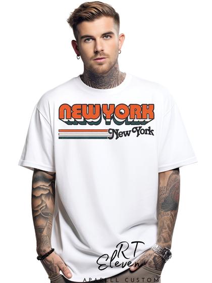 Imagem de Camiseta Oversized Personalizada Estampa New York Masculina Algodão Estampada Gola Careca Ref 01