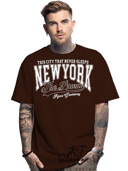 Imagem de Camiseta Oversized Personalizada Estampa New York Masculina Algodão Estampada Gola Careca Ref 02