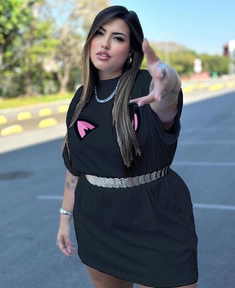 Imagem de Camiseta Oversized Plus Size Feminina Look Despojado Em Algodão