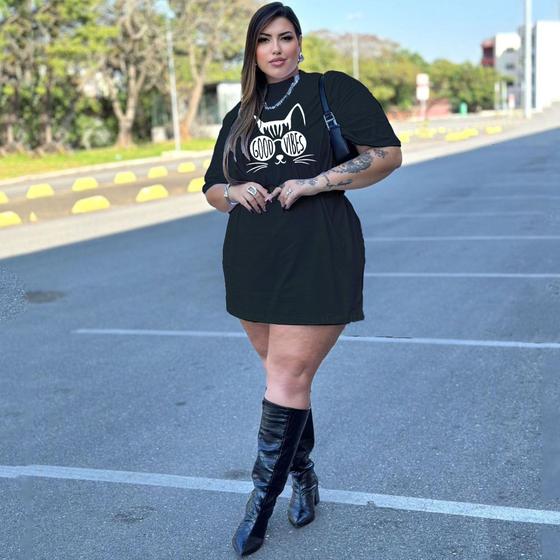 Imagem de Camiseta Oversized Plus Size Feminina Look Despojado Em Algodão