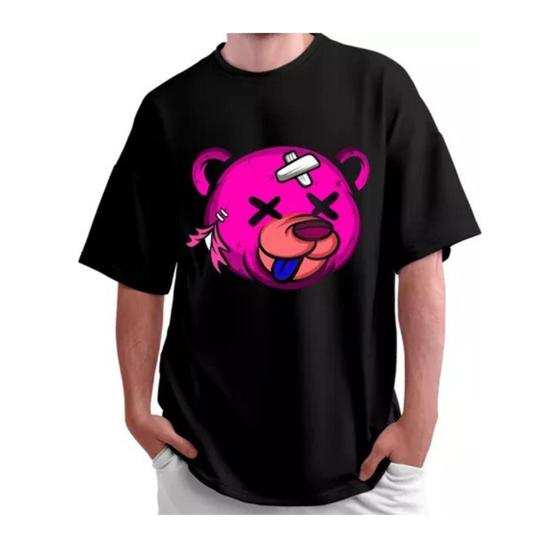 Imagem de Camiseta Oversized Streetwear Urso Rosa Unissex Larga Bt124