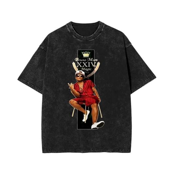 Imagem de Camiseta Oversized Unissex Bruno Mars - Vintage, Lavada, Solta e Gola Redonda