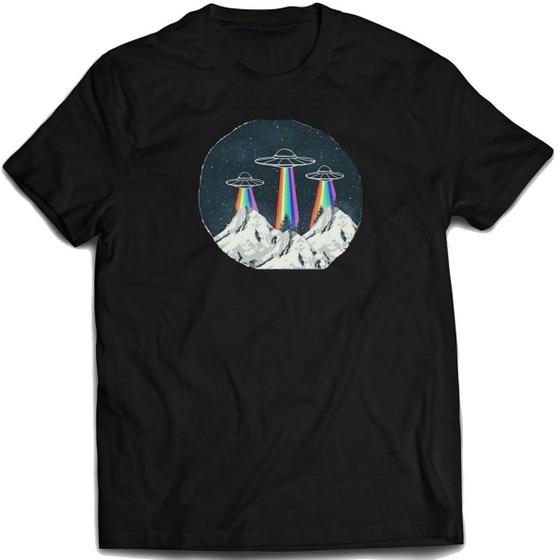 Imagem de Camiseta OVNI arco-iris camisa espaço alien et abdução