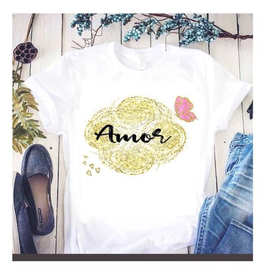 Imagem de Camiseta Palavras Agradecimento Ano Novo Unissex Reveillon Gratidão Amor Paz Família Blusa Blusinha