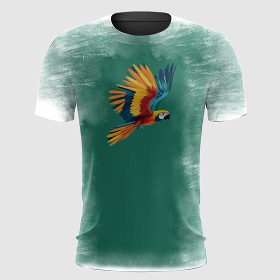 Imagem de Camiseta Papagaio Colorido Voando