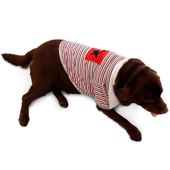 Imagem de Camiseta para Cachorros Polo Listras Vermelha e Azul
