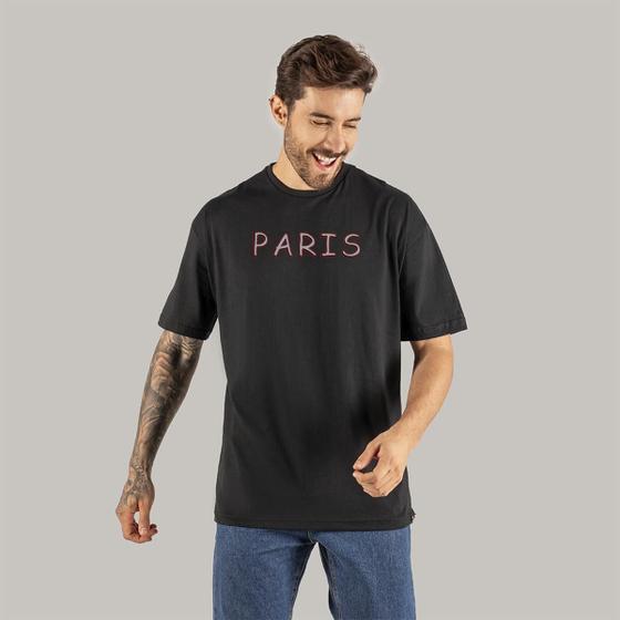 Imagem de Camiseta Paris Cont Estampada Oversize Blusão Varias Cores Forma Grande