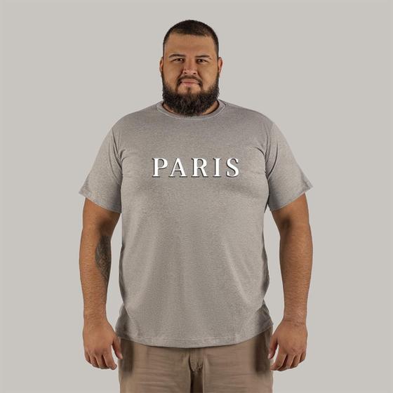 Imagem de Camiseta Paris Scrit Grande Forma Plus Size Estampada 100% Algodão 30.4