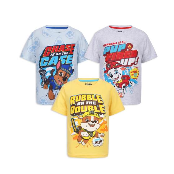 Imagem de Camiseta Paw Patrol Nickelodeon Boys, pacote com 3 unidades para bebês e crianças