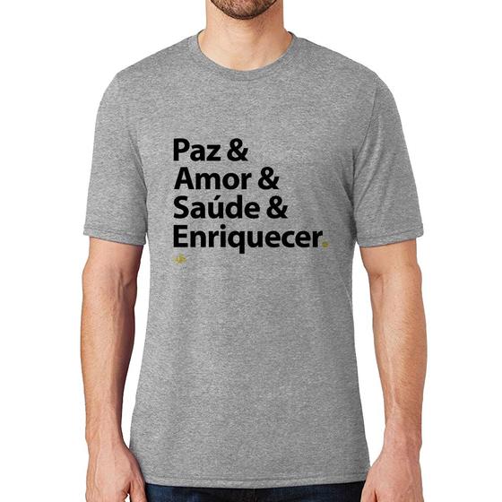 Imagem de Camiseta Paz & Amor & Saúde & Enriquecer - Foca na Moda