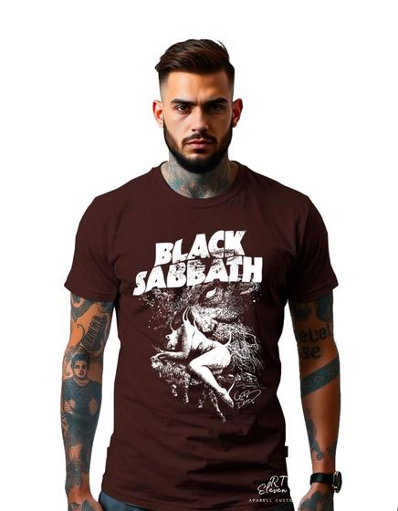 Imagem de Camiseta Personalizada  Estampa Black Sabbath  Masculina  Algodão Estampada Gola Careca Ref 02