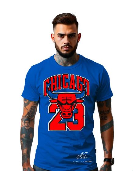 Imagem de Camiseta Personalizada  Estampa Chicago 23 Masculina  Algodão Estampada Gola Careca Ref 06