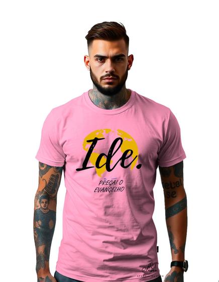 Imagem de Camiseta Personalizada  Estampa Ide Preguai Masculina Algodão Estampada Gola Careca Ref 14