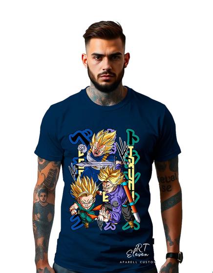 Imagem de Camiseta Personalizada Estampa Vegeta Masculina Algodão Estampada Gola Careca Ref 26