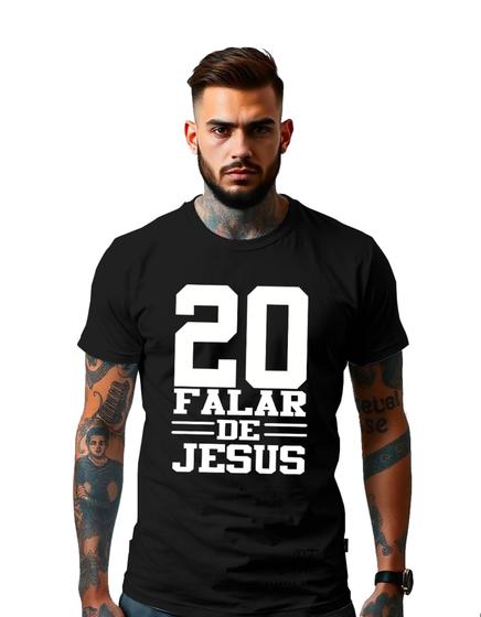 Imagem de Camiseta Personalizada Estampada 20 Falar Gospel Cristã Unissex Malha 100% Algodao Linha Premium