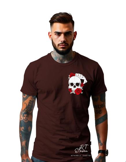 Imagem de Camiseta Personalizada Estampada Caveira Cartas Unissex Malha 100% Algodao Malha Premium