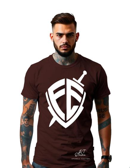 Imagem de Camiseta Personalizada Estampada Crista Escudo Fe Unissex Malha 100% Algodao Linha Premium