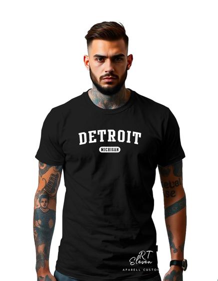 Imagem de Camiseta Personalizada Estampada Detroit Unissex Malha 100% Algodao Malha Premium