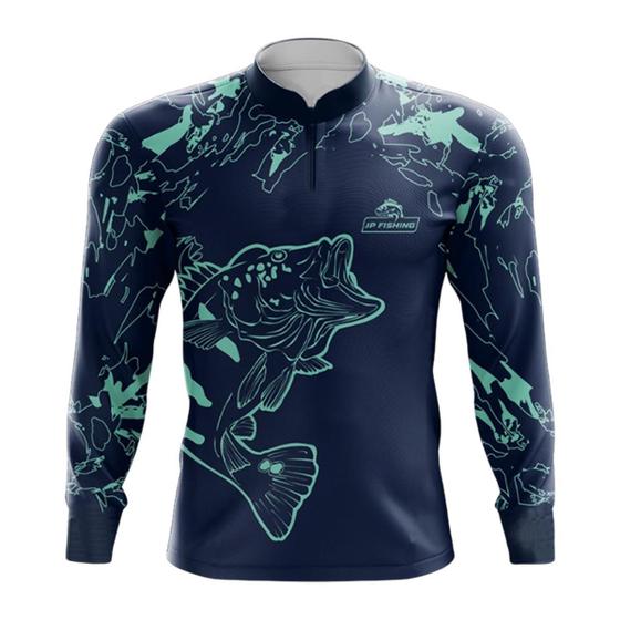 Imagem de Camiseta Pesca Esportiva JP Fishing Proteção Solar UV30+ Verde Trilha Passeio