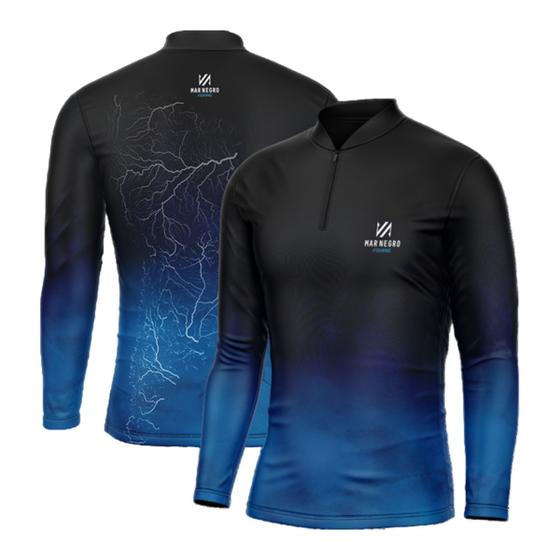 Imagem de Camiseta Pesca Esportiva Mar Negro Proteção Solar UV Masculina Combat Mapa Rios