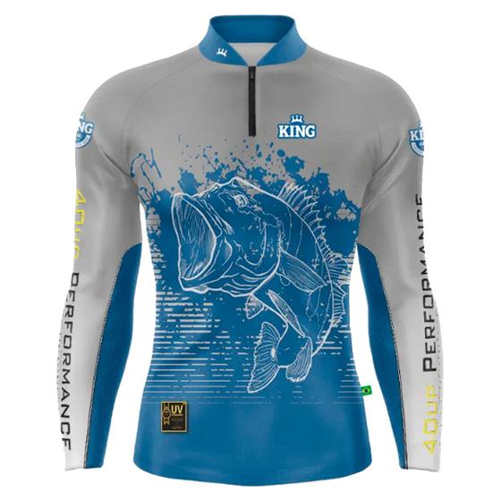 Imagem de Camiseta Pesca King Brasil KFF302 Fator Proteção Solar UV Tucunaré Azul