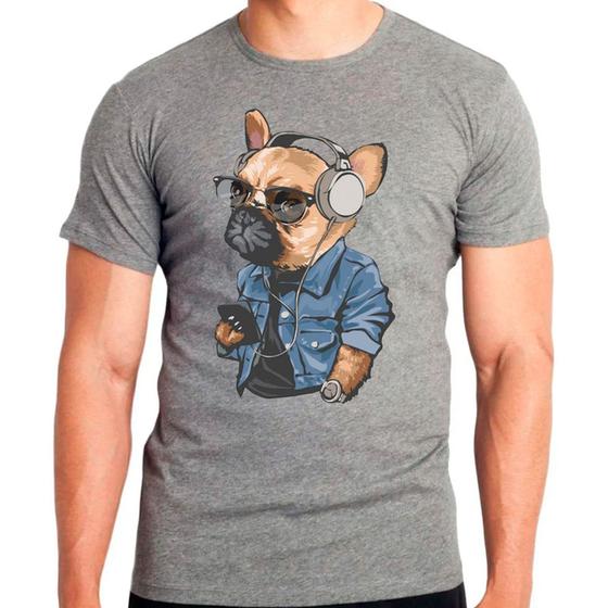 Imagem de Camiseta Pet Dog Buldogue Francês Cinza Masculina01