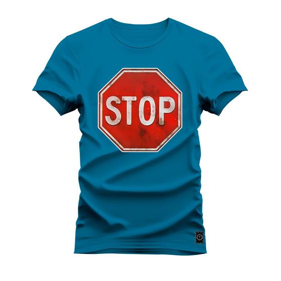 Imagem de Camiseta Placa Stop Plus Size Forma Grande 30.1 Penteada Estampa Digital