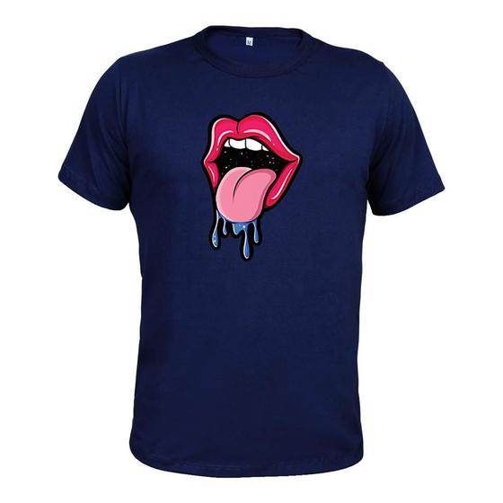 Imagem de Camiseta Plus Size 100% Algodão Tecido Macio Estampada Boca Lingua