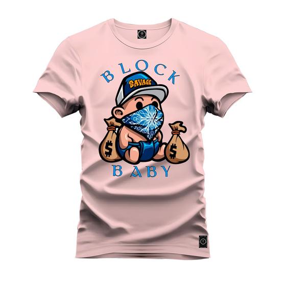 Imagem de Camiseta Plus Size Agodão T-Shirt Unissex Premium Macia Estampada Block Baby