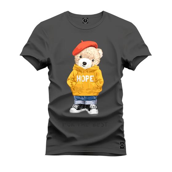 Imagem de Camiseta Plus Size Agodão T-Shirt Unissex Premium Macia Estampada Urso Hope