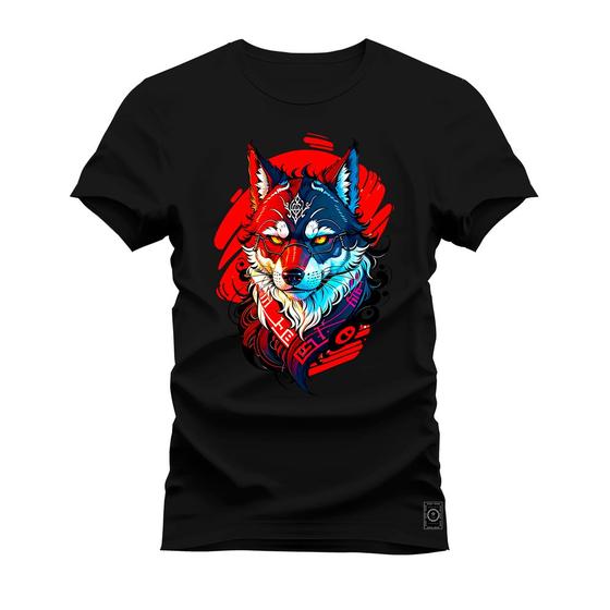 Imagem de Camiseta Plus Size Algodão Premium T-Shirt Lobo Colors