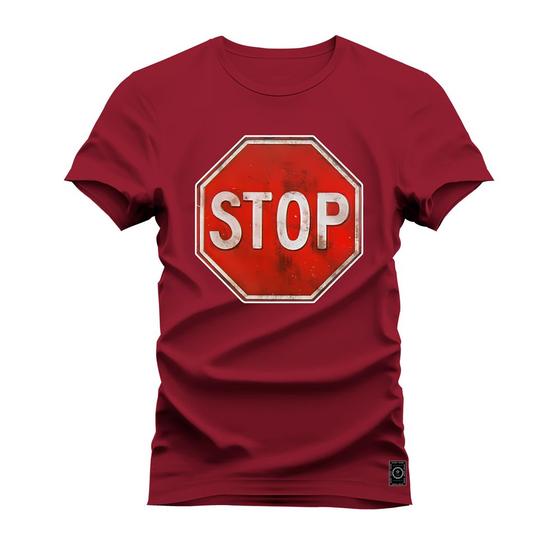 Imagem de Camiseta Plus Size Algodão T-Shirt Premium Estampada Placa Stop