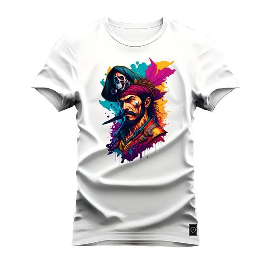 Imagem de Camiseta Plus Size Estampada Algodão Premium Confortável Pirata Sinistro