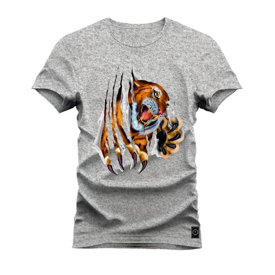 Imagem de Camiseta Plus Size Estampada Premium Algodão Tigre Garras